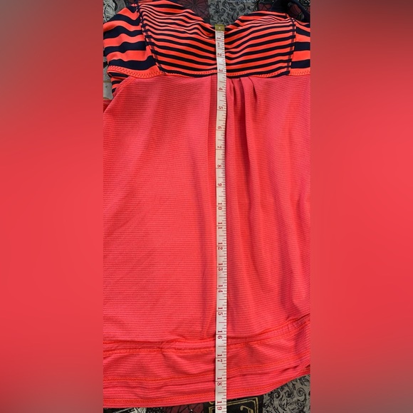 Lululemon Orange and Blue Striped Run Back On Track Tank Top Women's Size 6 - Picture 7 of 10
